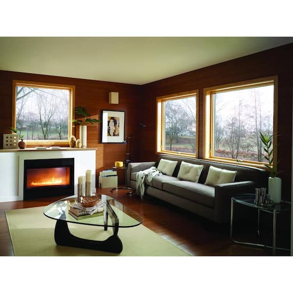 35-15/16 in. x 17 in. 400 Series White Awning Clad Wood Window with Pine Interior, Low-E Glass and Stone Hardware