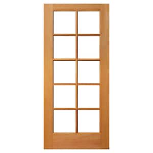 36 in. x 80 in. Universal 10 Lite TDL Clear Glass Unfinished Fir Wood Front Door Slab with Ovolo Sticking
