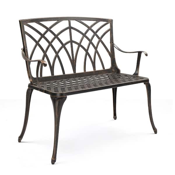 Karl home 40.5 in. Bronze Color Aluminum Orchid backrest Outdoor Bench for Backyard, Patio, Deck or Garden