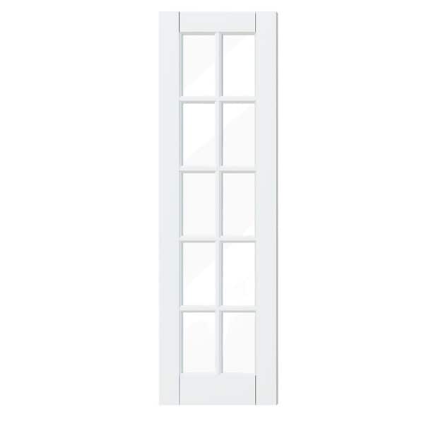 TENONER 24 in. x 80 in. 10 Lite, Clear Glass White Primed, No Bore, Finished, Solid Hybrid Core, MDF Interior Door Slab