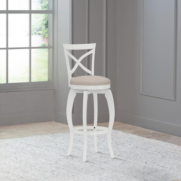 Ellendale 31.25 in. White Swivel Bar Stool