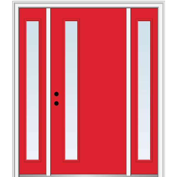 MMI Door 64.5 in. x 81.75 in. Viola Right-Hand Inswing 1-Lite Clear Low-E Painted Fiberglass Prehung Front Door with Sidelites