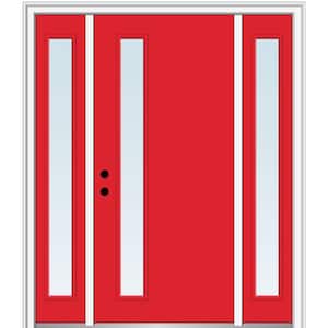 68.5 in. x 81.75 in. Viola Right-Hand Inswing 1-Lite Clear Low-E Painted Fiberglass Prehung Front Door with Sidelites