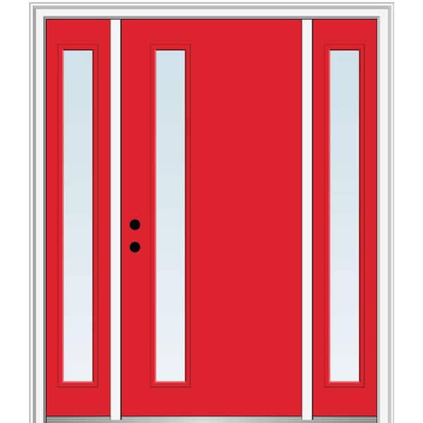 MMI Door 68.5 in. x 81.75 in. Viola Right-Hand Inswing 1-Lite Clear Low-E Painted Fiberglass Prehung Front Door with Sidelites