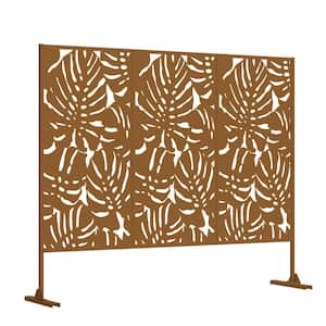 75 in. x 48 in. Brown Modern Metal Outdoor Privacy Screen Fence
