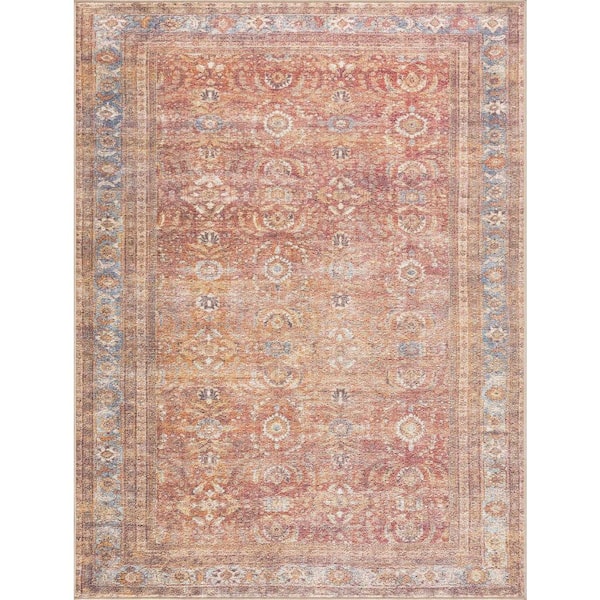 Anshu Burgundy Blue Beige 8 ft. x 10 ft. Area Rug
