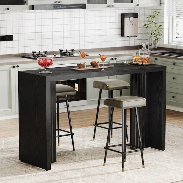 Adan 36 in. H Rectangle Black Mini Modern Freestanding Bar Table Unit Tabletop Home Kitchen Modern Simple