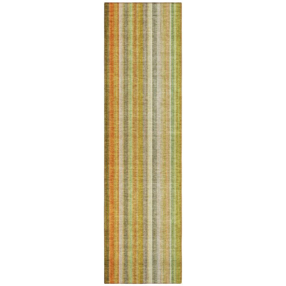 Tan Orange and Green 2 ft. x 8 ft. Woven Striped Runner Indoor/Outdoor Area Rug price history on PriceWatchPro