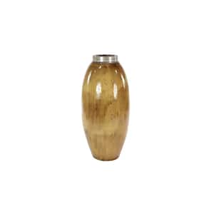 30 in. Brown Handmade Distressed Ceramic Decorative Vase