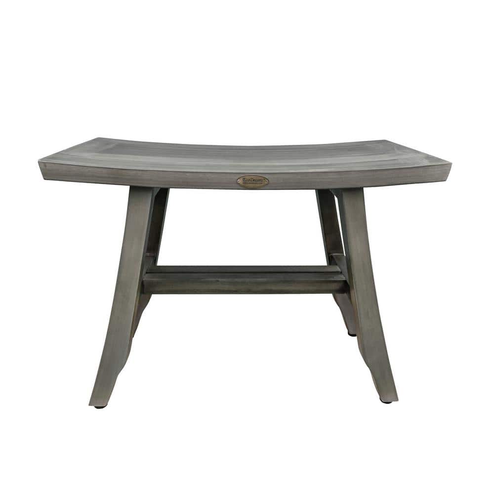 Satori Antique Gray Wide Teak Wood Spa Shower Bench, 26"