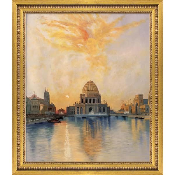 LA PASTICHE Chicago World's Fair by Thomas Moran Versailles Gold Queen Framed Abstract Oil Painting Art Print 25 in. x 29 in.