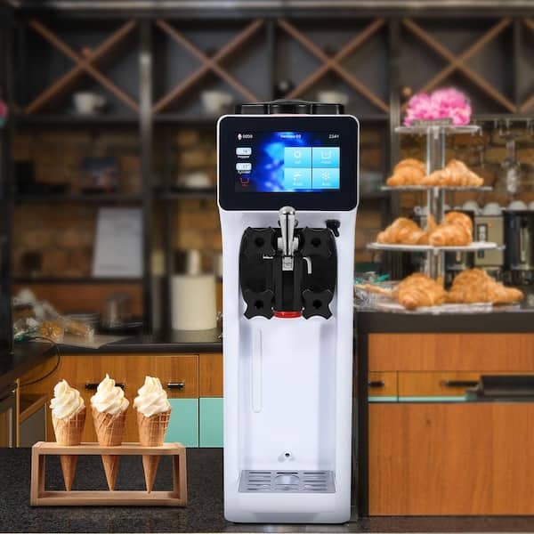Commercial Ice Cream Machine 10.6 QT/H Yield 1000-Watt Single Flavor Countertop Soft Serve Ice Cream Maker 4L Hopper