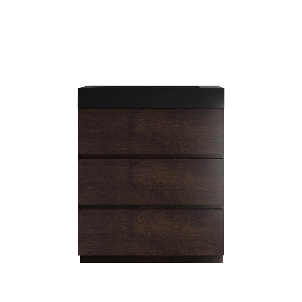 Alice 30" Rose Wood Freestanding Vanity with Black Top