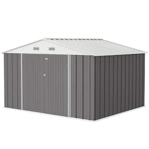 10 ft. W x 10 ft. D Detachable Storage Rack with Metal Storage Shed for Outdoor, Steel Yard Shed in Gray(100 sq. ft.)