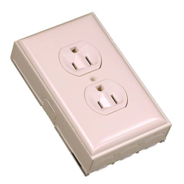 Wiremold 500 Series Metal Surface Raceway Duplex Receptacle Kit, Ivory