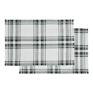 Harper 13 in. x 19 in. Green White Plaid Cotton Blend Placemat (Set of 2)