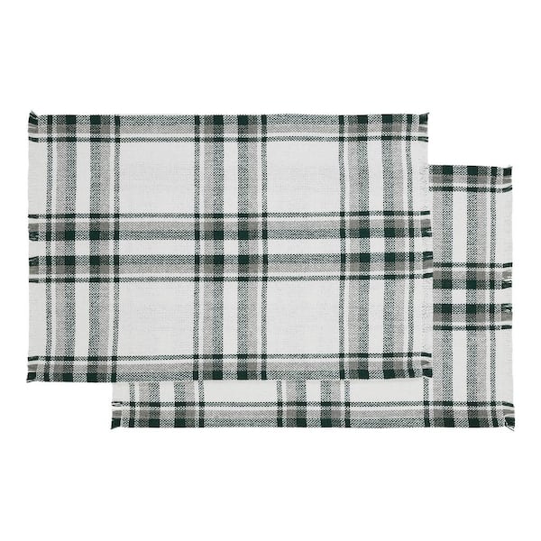 VHC Brands Harper 13 in. x 19 in. Green White Plaid Cotton Blend Placemat (Set of 2)