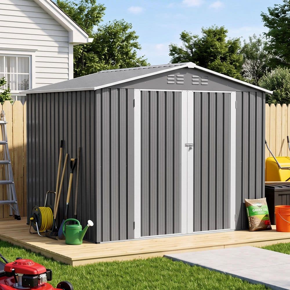 ToolCat 8 ft. W x 6 ft. D Metal Storage Shed with Metal Foundation