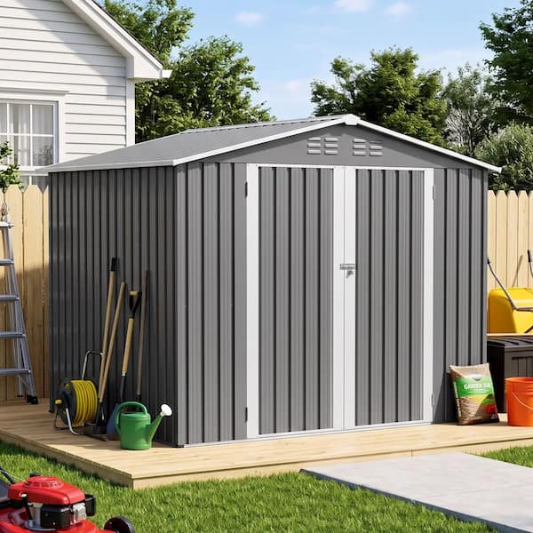 ToolCat 8 ft. W x 6 ft. D Metal Storage Shed with Metal Foundation