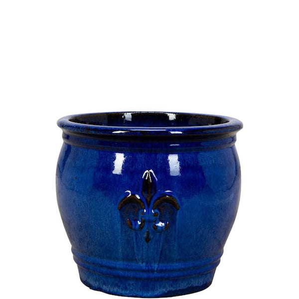 Unbranded 20 Qt. 12 in. Fireworks Blue Clay New Orleans Planter