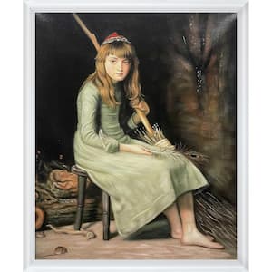 Cinderella by Sir John Everett Millais Moderne Blanc Framed Abstract Oil Painting Art Print 22.75 in. x 26.75 in.