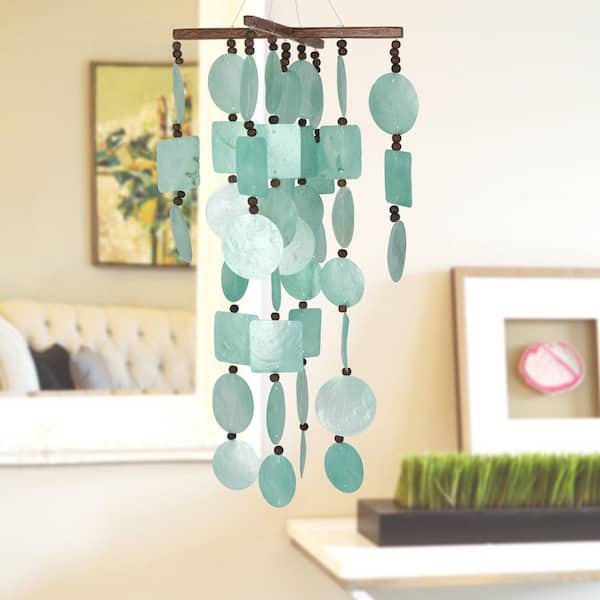 WOODSTOCK CHIMES Asli Arts Collection, Aqua Capiz Chime, 22