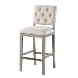 Lancaster 4.75 in. Quarry Grey High Back Wood Bar Stool with Fabric Seat