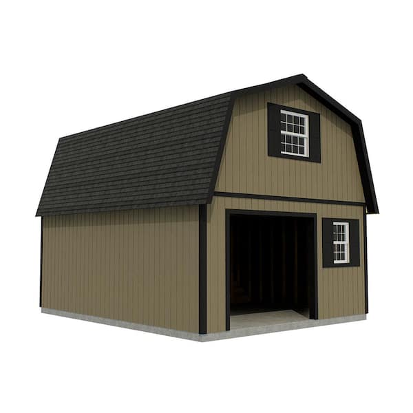 Best Barns Maker's Loft 16 ft. x 24 ft. 2-Story Wood Garage Kit with High Side Walls and Loft (Staircase Included)