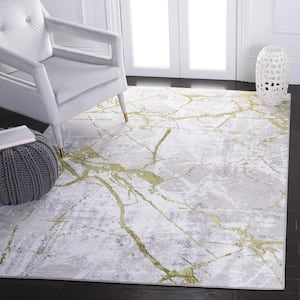 Amelia Gray/Green 7 ft. x 7 ft. Abstract Distressed Square Area Rug