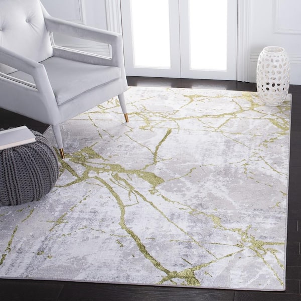 Amelia Gray/Green 7 ft. x 7 ft. Abstract Distressed Square Area Rug