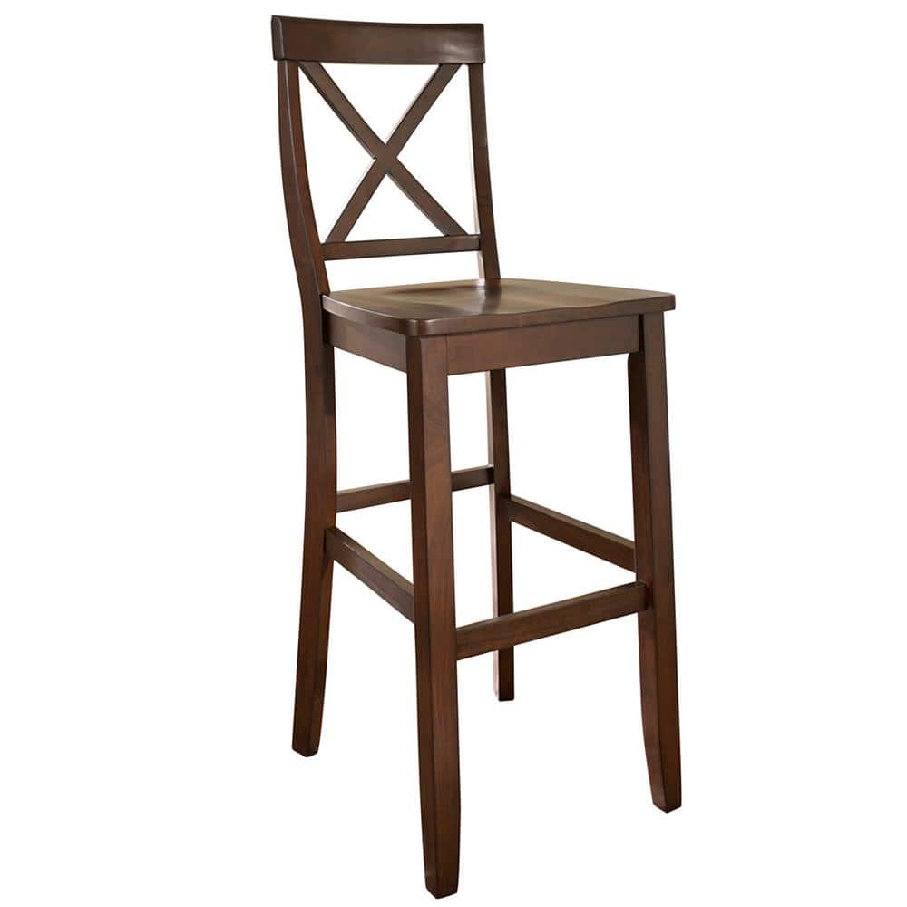 Set of 2 30-inch Mahogany X-Back Bar Stools