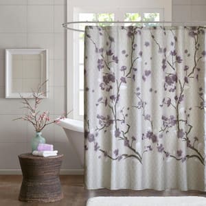 Isabella 72 in. Purple Cotton Shower Curtain