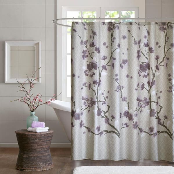 Madison Park Isabella 72 in. Purple Cotton Shower Curtain