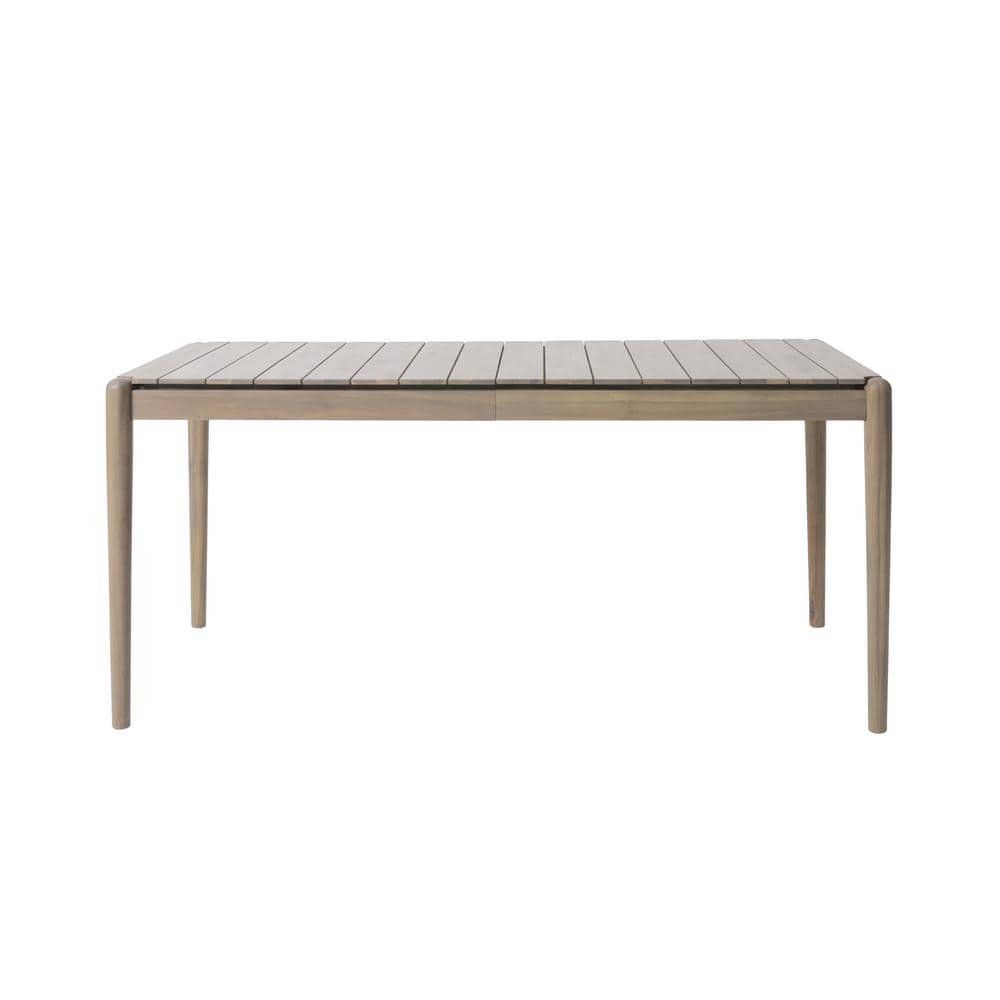 Outdoor wooden dining table for backyard garden patio, light grey