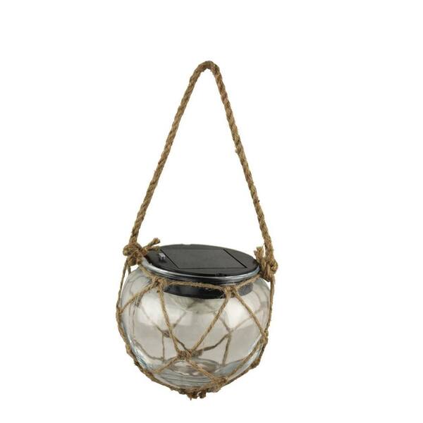 Moonrays Nautical 6 in. Clear 1-Light Integrated LED Solar Rope Lantern