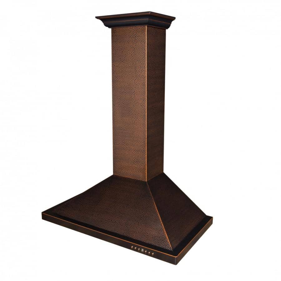 36" Hand-Hammered Copper Convertible Wall Mount Range Hood