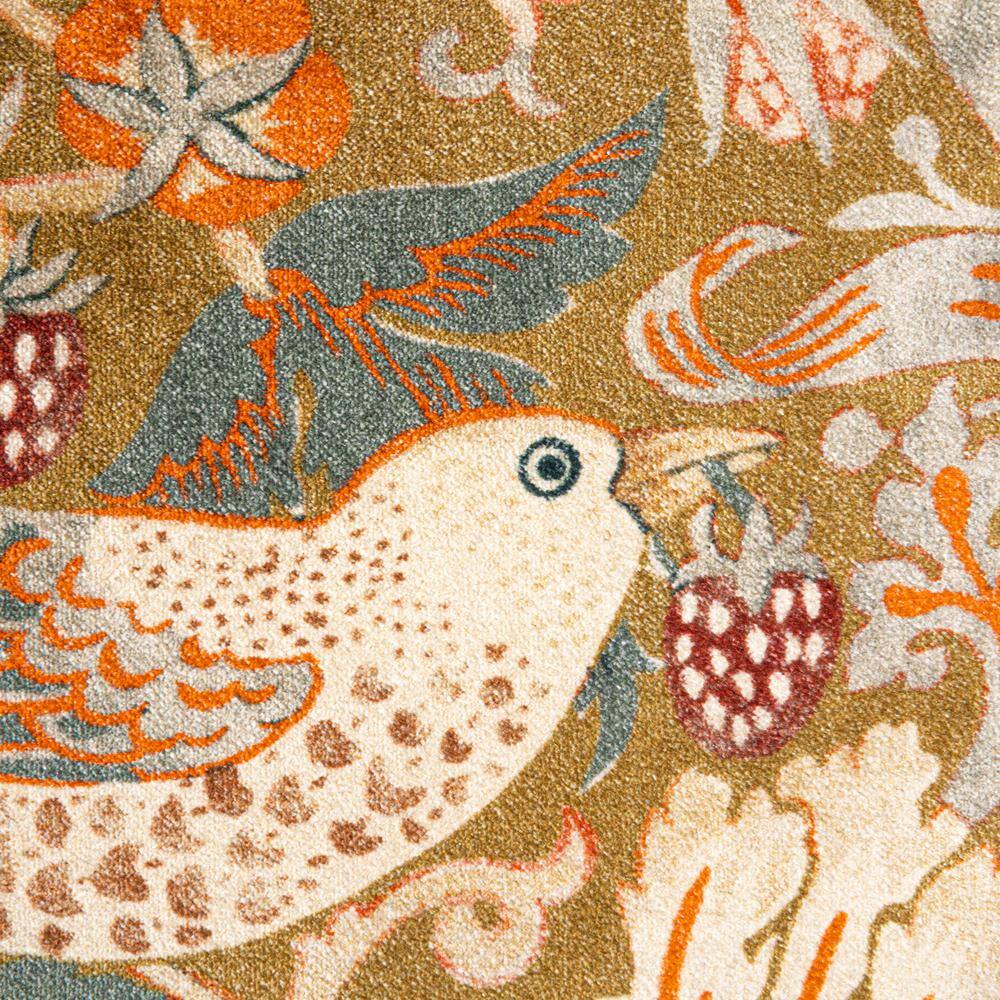 Multicolor Cotton Velvet Birds and Flowers Lumbar Pillow