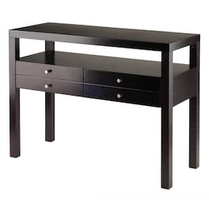 Copenhagen 40 in. Espresso Standard Rectangle Wood Console Table with Drawers