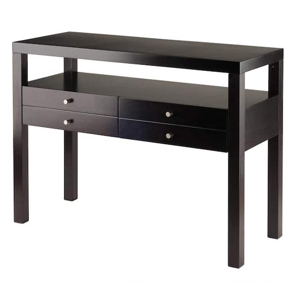 WINSOME WOOD Copenhagen 40 in. Espresso Standard Rectangle Wood Console Table with Drawers