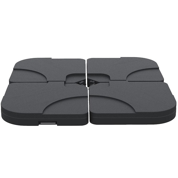 Misopily 4-Piece HDPE Plastic Cantilever Patio Umbrella Base Stand with Carrying Handle, 158 lbs. Capacity Sand, Black