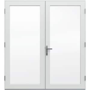 F-4500 72 in. x 80 in. White Left Hand/Outswing Primed Fiberglass French Patio Door Kit