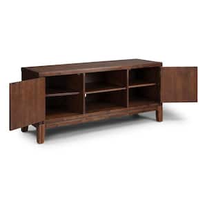 Bungalow 54 in. Brown Wood TV Stand Fits TVs Up to 60 in. with Storage Doors
