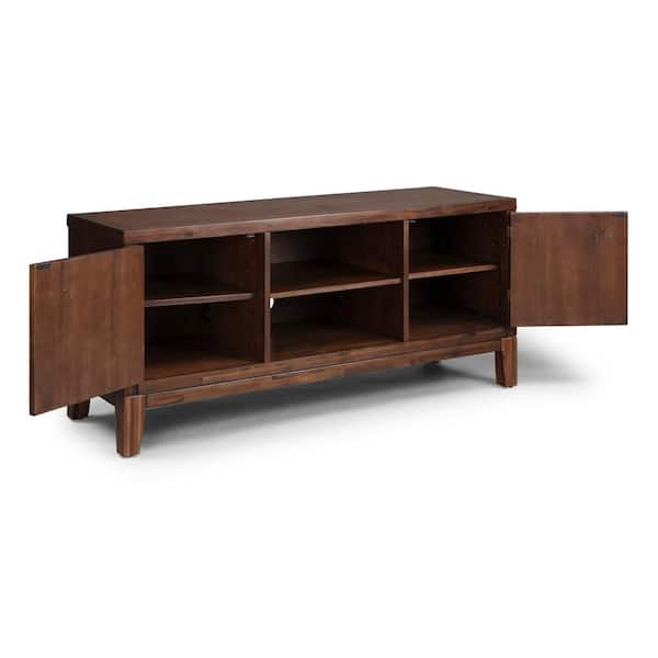 HOMESTYLES Bungalow 54 in. Brown Wood TV Stand Fits TVs Up to 60 in. with Storage Doors