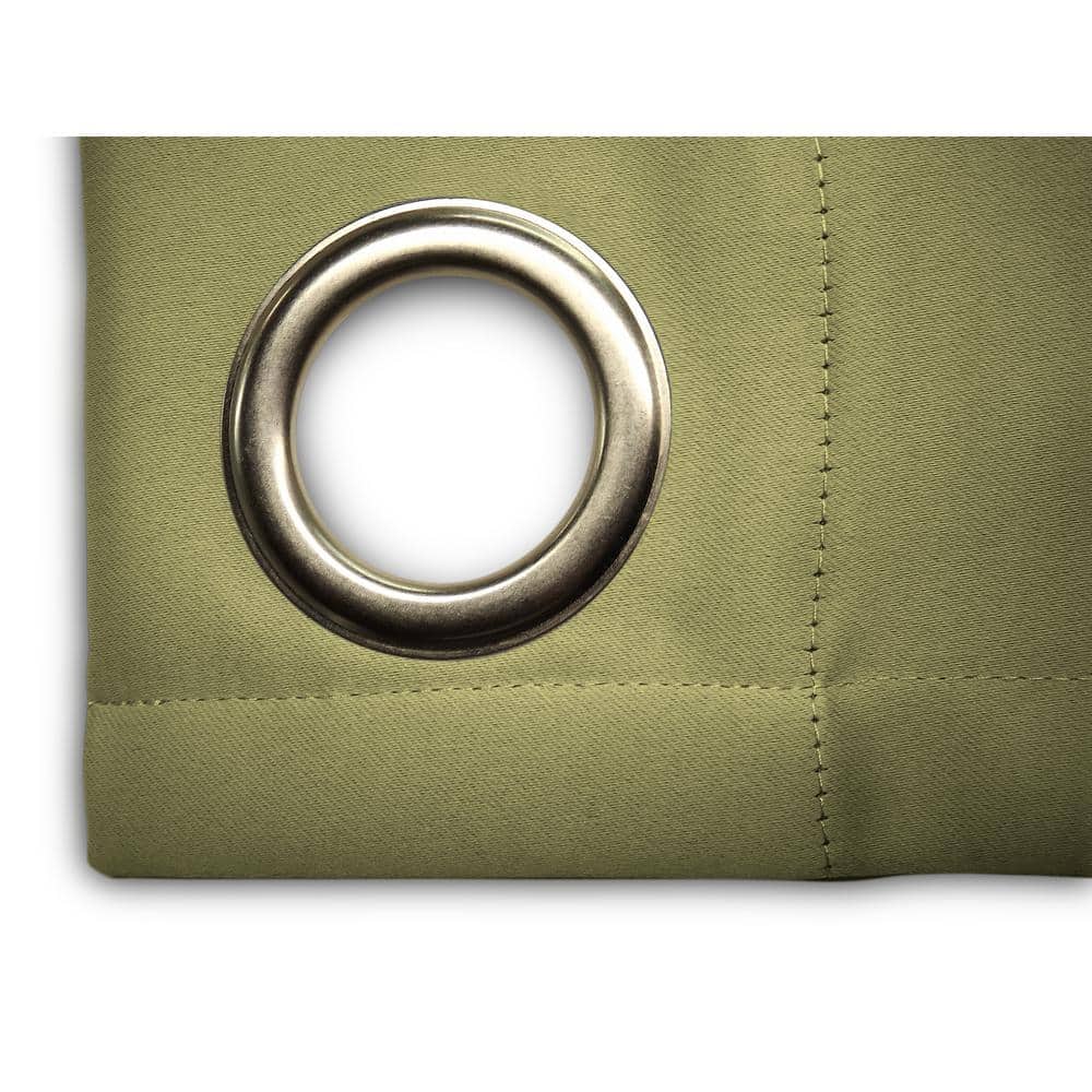 Sage Polyester Blackout Grommet Pleated Curtains