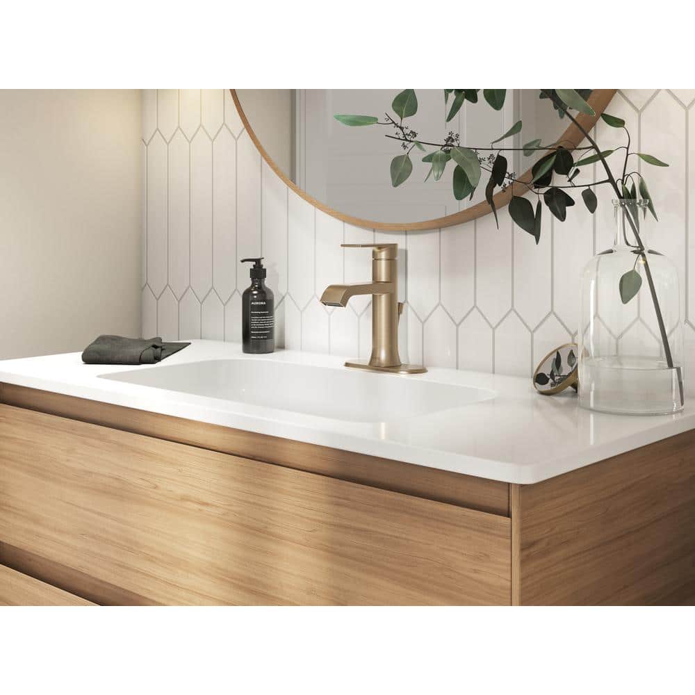 Bronzed Gold Single Handle High Arc Bathroom Faucet