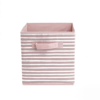 11.19 in. H x 10.5 in. W x 10.5 in. D Pink Fabric Cube Storage Bin