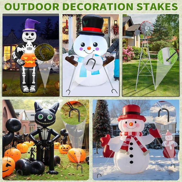 12 in. Black Galvanized Steel Heavy Duty J Hook Ground Stake for Fence, Tent, Lawn or Canopy, 16-Pack