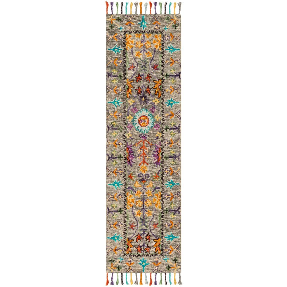 Handmade Classic Grey Wool 27" Washable Tufted Rug