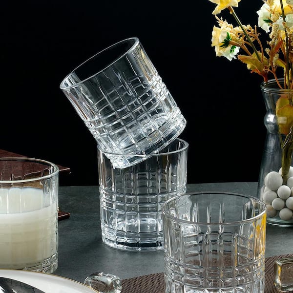 Lorren Home Trends 12 oz Drinking Glass-Textured Cut Glass, Set of 6