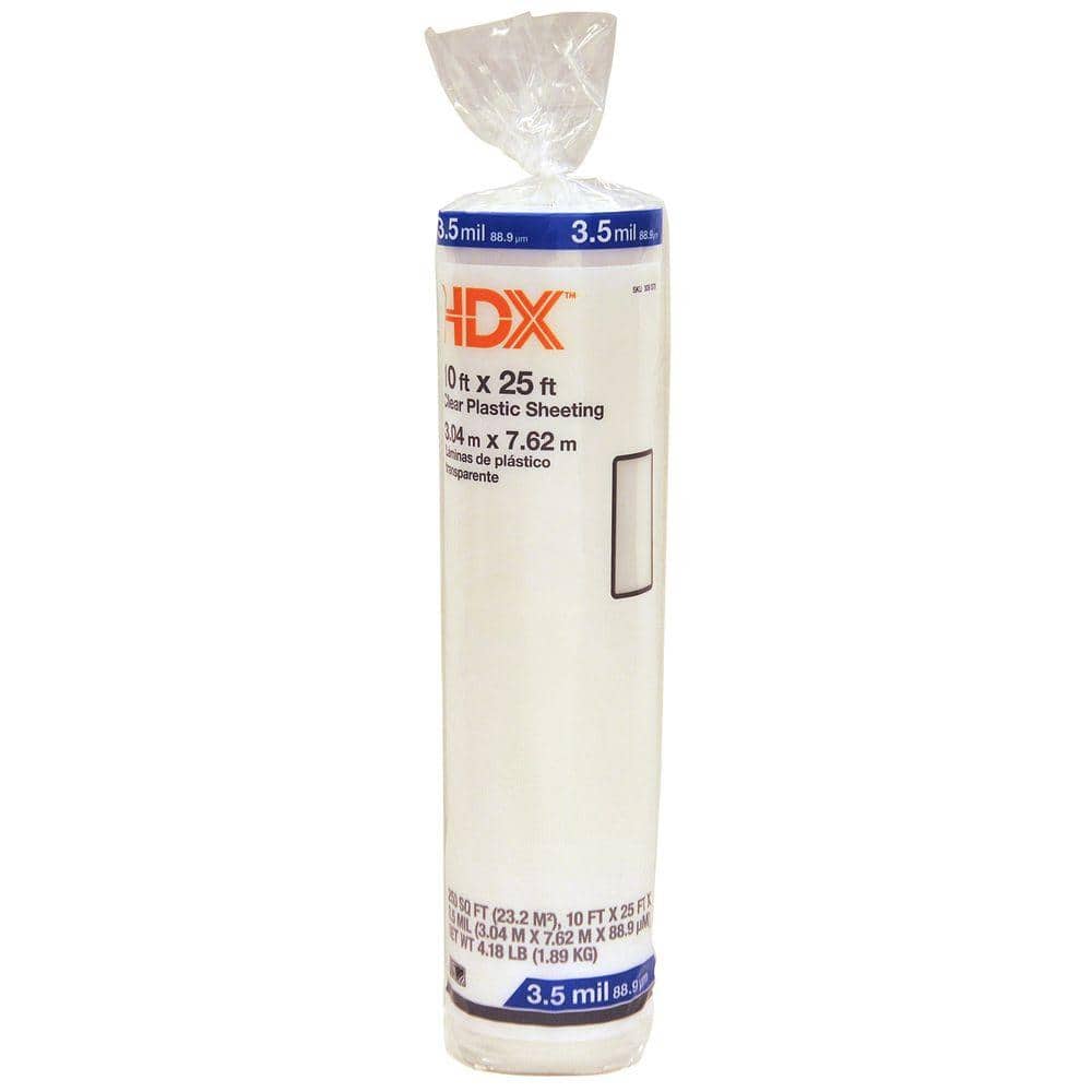 Husky 3.5 Mil Clear Polyethylene Sheeting, 10 foot by 25 foot Husky 3.5 Mil Clear Polyethylene Sheeting, 10 foot by 25 foot